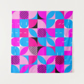 バウハウスSynthwave #3ポスター（ピンクブルー） タペストリー (正面(横))