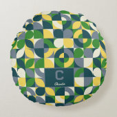 バウハカラフルウスモダン抽象芸術幾何学模様 ラウンドクッション (正面)