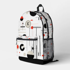 バウハカラフルウス幾何学模様モノグラム印刷 プリントバックパック