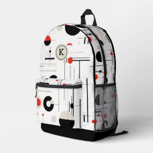 バウハカラフルウス幾何学模様モノグラム印刷 プリントバックパック