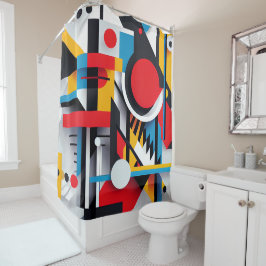バウハモダンウスカラフル抽象芸術幾何形状 シャワーカーテン
