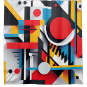 バウハモダンウスカラフル抽象芸術幾何形状 シャワーカーテン (正面)