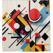 バウハモダンウスカラフル抽象芸術幾何形状 シャワーカーテン (正面)