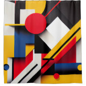 バウハモダンウスカラフル抽象芸術幾何形状 シャワーカーテン (正面)