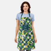 バウハモダンウス抽象芸術幾何学モノグラムパターン エプロン (着用した状態)