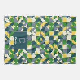 バウハモダンウス抽象芸術幾何学モノグラムパターン キッチンタオル