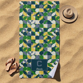 バウハモダンウス抽象芸術幾何学モノグラムパターン ビーチタオル