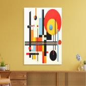 バウハ鮮やかウスインスパイア幾何抽象芸術アート キャンバスプリント (インサイチュ (リビング))