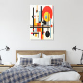 バウハ鮮やかウスインスパイア幾何抽象芸術アート キャンバスプリント (インサイチュ (寝室))