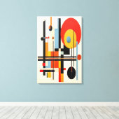 バウハ鮮やかウスインスパイア幾何抽象芸術アート キャンバスプリント (インサイチュ (ウッドフロア))