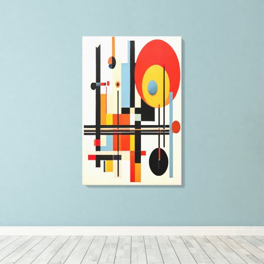 バウハ鮮やかウスインスパイア幾何抽象芸術アート キャンバスプリント (インサイチュ (ウッドフロア))
