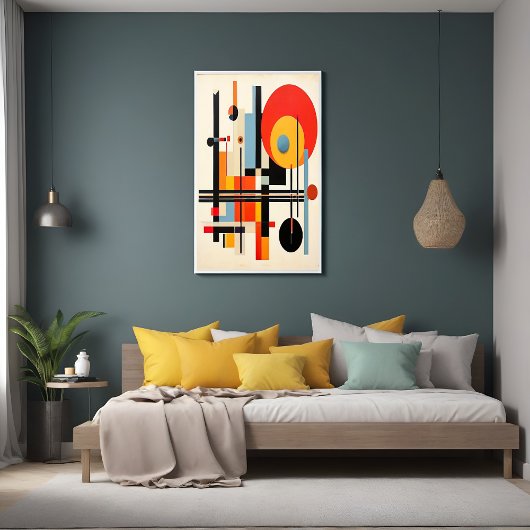 バウハ鮮やかウスインスパイア幾何抽象芸術アート ポスター