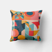 バウハ鮮やかウス幾何学フローラデザイン クッション (裏面)