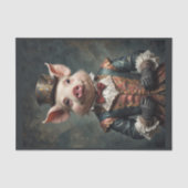 バウビクトリアンタイとトップハット付きノーブル豚 薄葉紙 (正面)