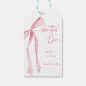 バウフィアワンウォーター色赤面ピンク1歳の誕生日 ギフトタグ (正面)