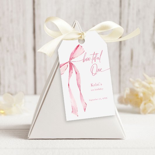 バウフィアワンウォーター色赤面ピンク1歳の誕生日 ギフトタグ