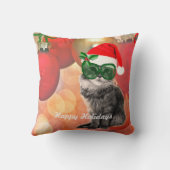 バウブルの背景にクリスマス・キャット クッション (裏面)