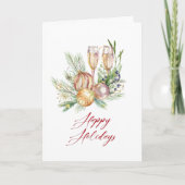 バウブルアンドシャンパンホリデーグリーティング シーズンカード (正面)