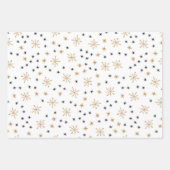 バウブルギフトとクリスマススターズのパターン ラッピングペーパーシート (正面3)