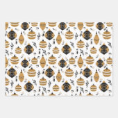 バウブルギフトとクリスマススターズのパターン ラッピングペーパーシート (正面2)