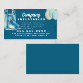 バウンシカラフルーハウスパーティーウォーターカラーブルー 名刺 (正面/裏面)