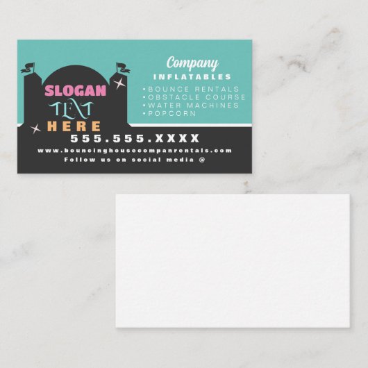 バウンシカラフルーハウスパーティーカーニバルレンタル 名刺 (正面/裏面)