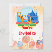 バウンシーキャッスルアドベンチャーパークバースデーパーティーインヴィ 招待状 (正面)