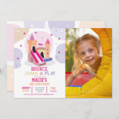 バウンシーキャッスルバースデーパーティー写真バウンスハウス 招待状 (正面/裏面)