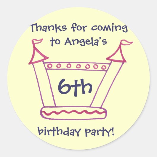 バウンシーハウスガールズ誕生日サンキューユー ラウンドシール (正面)