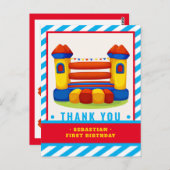 バウンシーハウス誕生日パーティーサンキューカード ポストカード (正面/裏面)