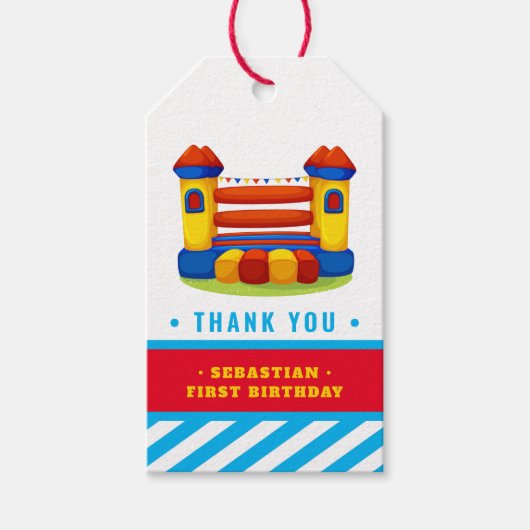 バウンシーハウス誕生日パーティーメッセージカード ギフトタグ (正面)