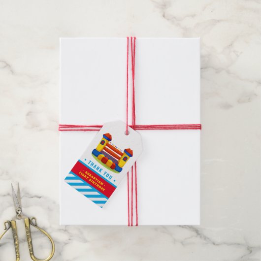 バウンシーハウス誕生日パーティーメッセージカード ギフトタグ (より糸付き)