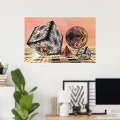 バウンスするジオメトリ形状 ポスター (ホームオフィス)