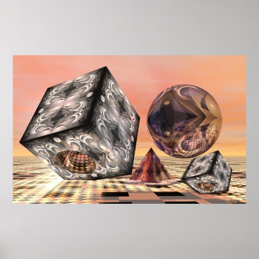 バウンスするジオメトリ形状 ポスター (正面)