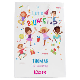 バウンスジャンピングパーク子供の誕生日 ミディアムペーパーバッグ