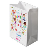 バウンスジャンピングパーク子供の誕生日 ミディアムペーパーバッグ (裏面アングル)