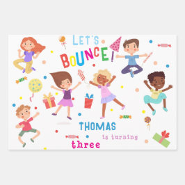 バウンスジャンピングパーク子供の誕生日 ラッピングペーパーシート