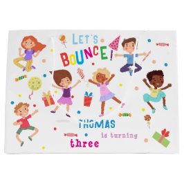 バウンスジャンピングパーク子供の誕生日 ラージペーパーバッグ