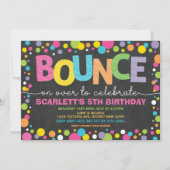 バウンスジャンプトランポリンパーティー誕生日ガール 招待状 (正面)