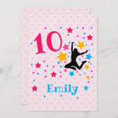 バウンスジャンプトランポリン誕生日ガールパーティー   招待状 (正面/裏面)
