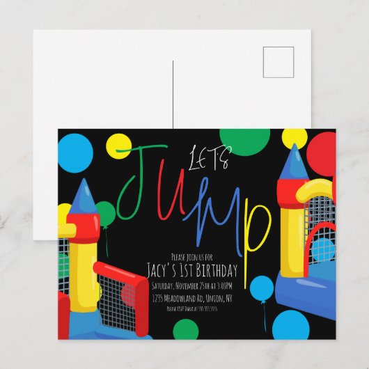 バウンスジャンプ子供の誕生日パーティードットバルーン ポストカード (正面/裏面)