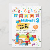 バウンスハウスおもしろいカラフルバースデーパーティインヴィッティ 招待状 (正面)