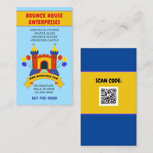 バウンスハウスインフレータブルパーティー誕生日 名刺 (正面/裏面)