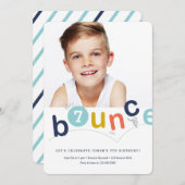 バウンスハウスカラフルモダン子供の誕生日パーティー 招待状 (正面/裏面)