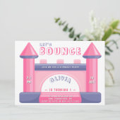 バウンスハウスガールズバースデーパーティピンク&パープル 招待状 (スタンド正面)