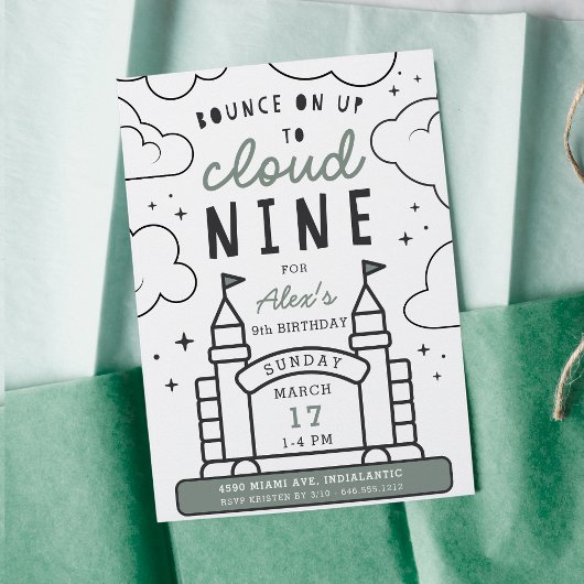 バウンスハウスキッズ9thバースデーパーティー 招待状