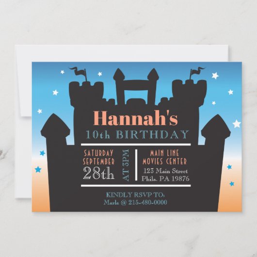 バウンスハウスキャッスルバースデーパーティーインフレータブルジャンプ 招待状 (正面)