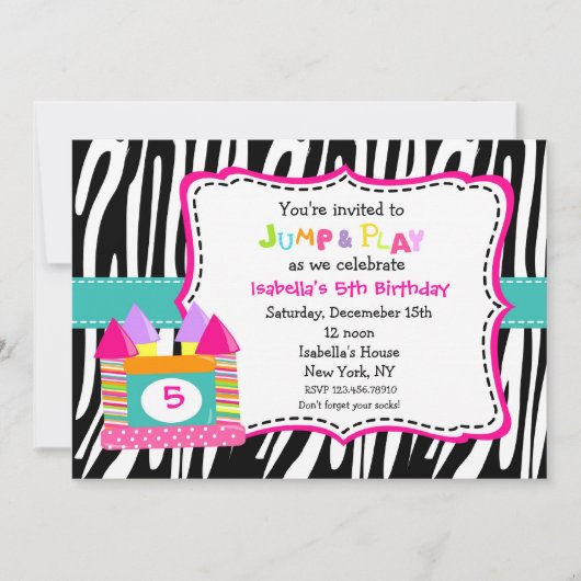 バウンスハウスキャッスル誕生日招待状 招待状 (正面)