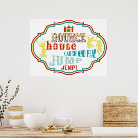 バウンスハウスサインカーニバルサーカス誕生日 ポスター (キッチン)