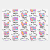 バウンスハウスジャンピングキャッスルガールズバースデーパーティー ラッピングペーパーシート (正面)